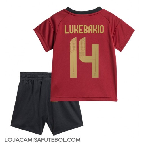 Camisa de Futebol Bélgica Dodi Lukebakio #14 Equipamento Principal Infantil Europeu 2024 Manga Curta (+ Calças curtas)